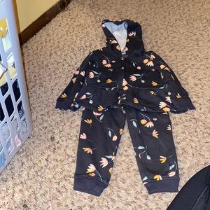 Black floral sweatsuit